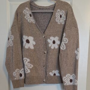 Cozy Floral Knit Cardigan